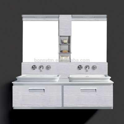 Wall mounted double sinks bathroom vanity modern marble countertop hotel/home bathroom cabinet