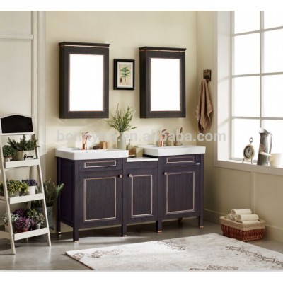 American Super Simple Wooden Color Double Sinke Mirror Cabinet Lowes Bathroom Vanity