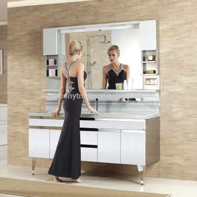 Hot Sale Modern Gloss Fasion Bathroom Furniture Bathroom Vanity Top with LED light Make Up Table