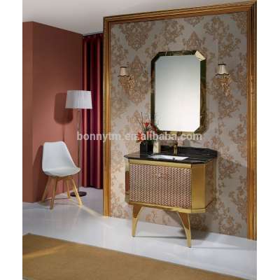 BONNYTM YW-420 large wall mirror golden vanity bathroom cabinet from Foshan